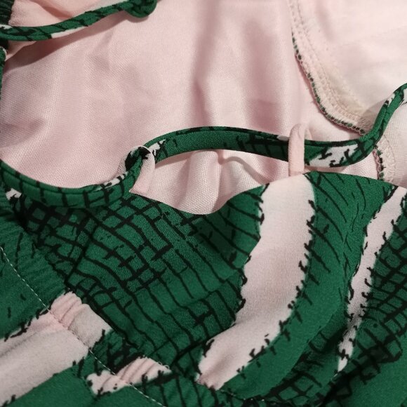 EXPRESS GREEN|PINK PALM PRINT MAXI DRESS ASSYMETRIC HEMLINE WOMEN SIZE 0 - Picture 6 of 8